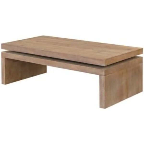 New Natural Wood Coffee Table for Living Room Rectangle Cocktail Rustic Table